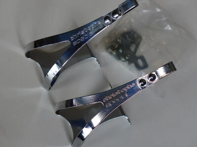 2 Pairs Christophe Special Large Steel toe clip pair NOS from 1970's w/hardware - Image 1 of 4