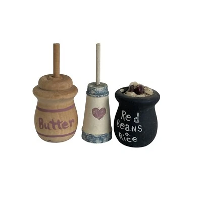 Juego de decoración de cocina de madera batidora de mantequilla frijoles rojos arroz granja primitiva Foto 1 de 4