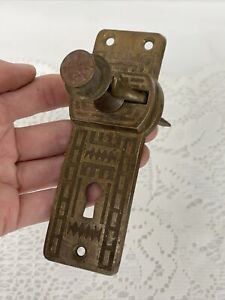 Antique Vtg 1876 Eastlake Victorian Door Hardware Latch Button Keyhole Backplate