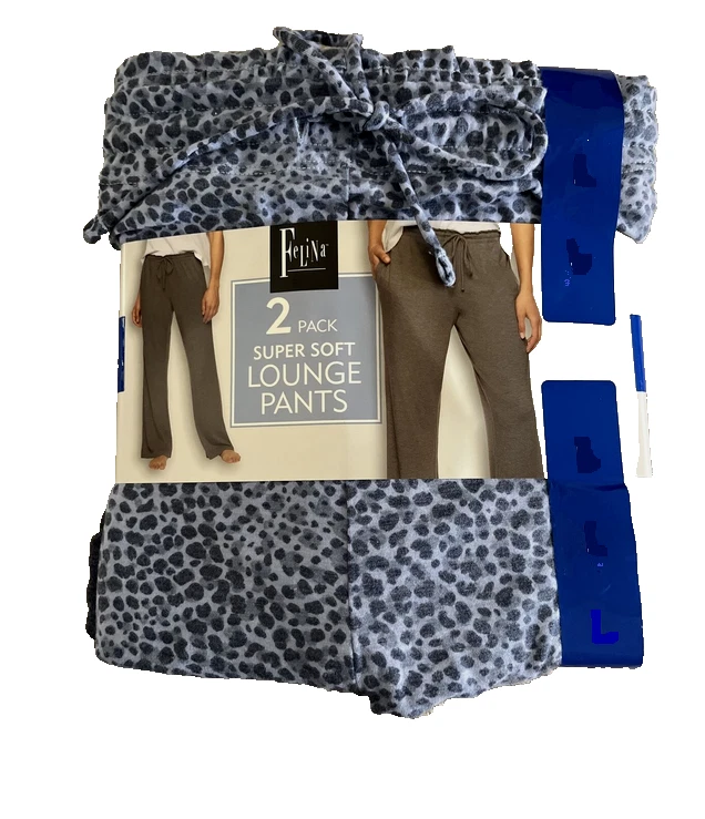 Pantalones Felina Super Soft Lounge Draw String | C33 (AZUL PATRIOTA/LEOPARDO, S) NUEVOS CON ETIQUETAS Foto 1 de 1