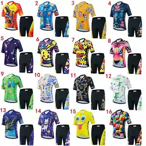 Boys Cycling Clothing Short Sleeve Kids Cycling Jersey and Shorts Set S-XXXL - Picture 1 of 43