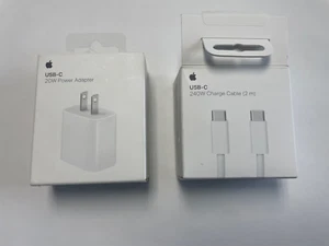 Apple Câble de Charge Tissé USB-C 240W (2m) Blanc (MU2G3AM/A) AVEC ALIMENTATION USB-C 20W - Photo 1 sur 3