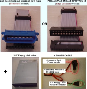 AMSTRAD CPC / SPECTRUM +3 FULL KIT: 3.5" DISK DRIVE + RIBBON CABLE + POWER CABLE - Picture 1 of 2