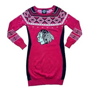 Chicago Blackhawks NHL Feo Navidad Suéter Pullover Vestido Vacaciones Rojo Pequeño - Imagen 1 de 17
