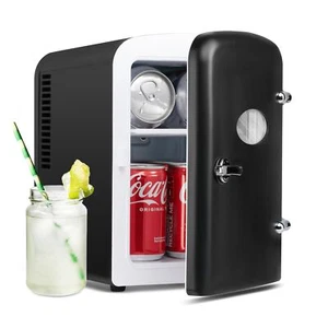 4L 6 Can Portable Mini Fridge Cooler & Warmer with window Freon-Free Black - Picture 1 of 8