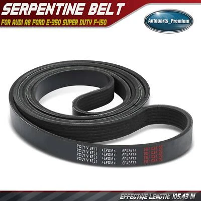 Cinturón serpentino 105,43 pulgadas para Ford F-150 E-350 Super Duty Audi A8 Quattro S6 S8 Foto 1 de 4