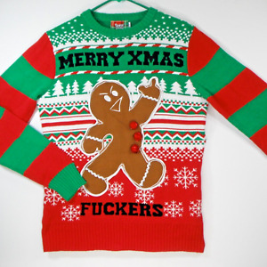 M Light Up Merry Xmas F***ers Naughty Ugly Spencers Workshop Christmas Sweater