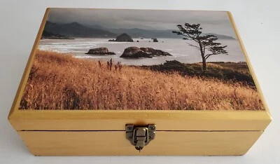Escritorio pendiente de madera vintage / escritorio de regazo victoriano con pegatina de Oregon Coast Foto 1 de 4