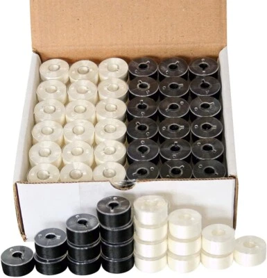 144 Black & White Pre-Wound Bobbins for Brother Embroidery Machines - Image 1 of 3