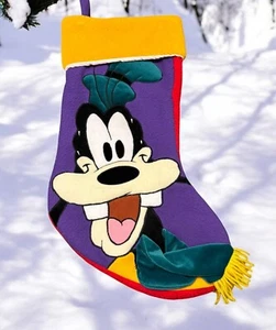 GOOFY Disney Store 21" Weihnachtsstrumpf 90er groß Fleece lila gelb rot Vintage - Bild 1 von 8