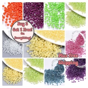50g GLASS SEED BEADS 6/0- 4mm - Colour Choice - Opaque and rainbow Lustre - Picture 1 of 10
