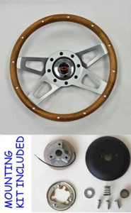 74-94 Chevy Blazer C10 S10 K10 13 1/2 wood 4 spoke steering wheel Red Bowtie - Picture 1 of 6