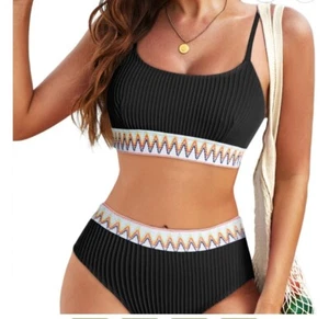 Herseas Women's High Waisted Black Bikini Set - Size: Medium - Picture 1 of 2