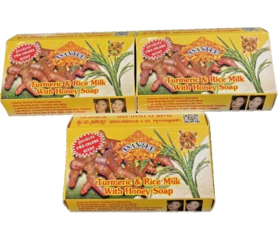 Asantee TURMERIC & RICE MILK Natural Herbal SPA Soap 3 x 125g bars