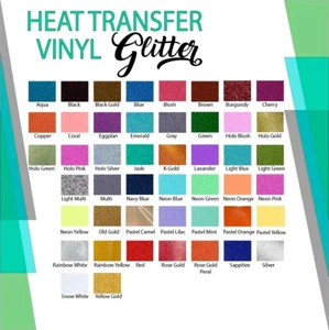 Glitter Heat Transfer Vinyl 12 Colors Starter Bundle HTV 12 Sheets, 20"x 12" - Picture 1 of 3