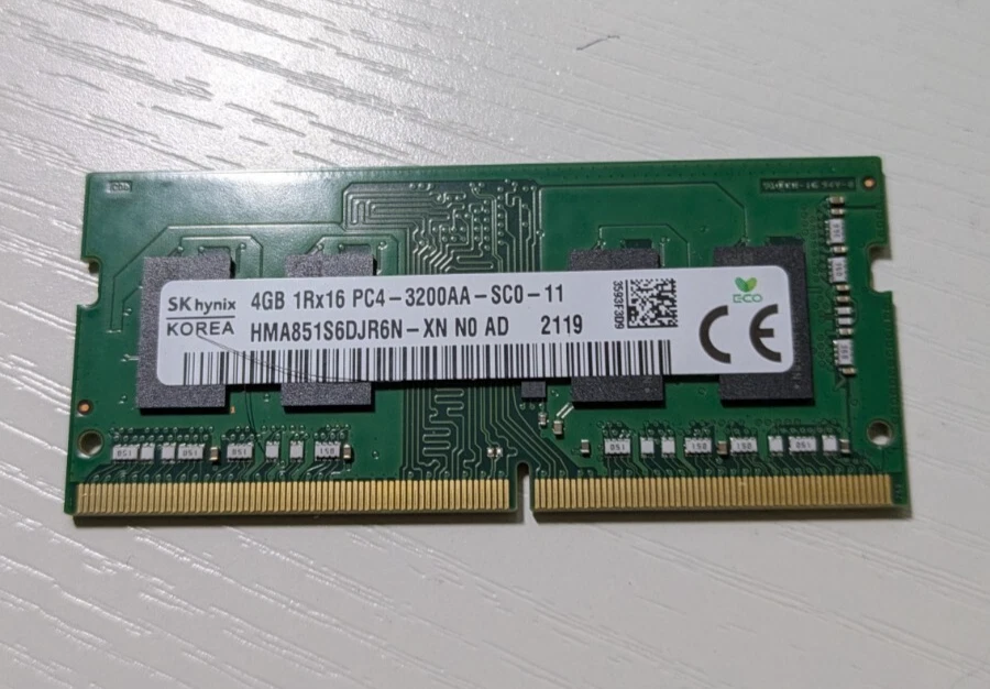 HMA851S6DJR6N-XN HYNIX LAPTOP MEMORY 4GB 1RX16 PC4-3200AA-SC0-11 FREE SHIPPING - Image 1 of 1