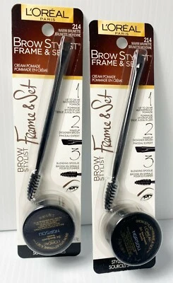 NEW (2) L'Oreal BROW STYLIST FRAME & SET Cream Pomade #214 Warm Brunette - Image 1 of 4