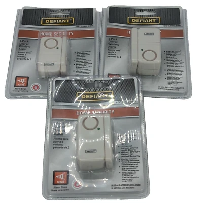 Defiant Home Security Door Window Alarm 120dB Alarm Siren White 5-Pack OPEN BOX - Image 1 of 4