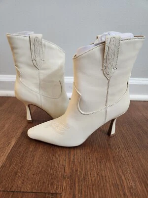 Sam Edelman Women's Moe Western Ankle Stiletto Bootie, Size 7 in Ivory color - Image 1 of 4