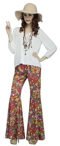 Groovy 60's Flower Power Hippie Peace Bell Bottom Pants Adult Costume Accessory - Picture 1 of 3