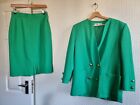 Jacques Vert Green Skirt Jacket Suit Mother Of The Bride Race Gold Buttons UK 14
