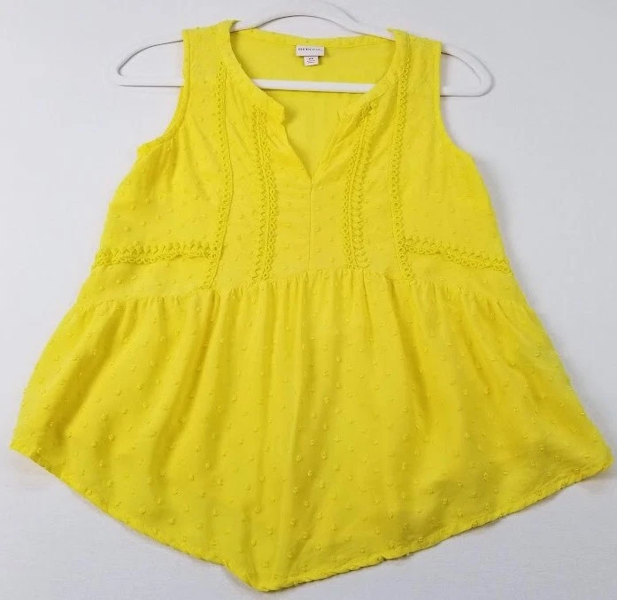 Merona 女式超小号黄色圆点纹理无袖透视上衣 — 第 1/4 张图片