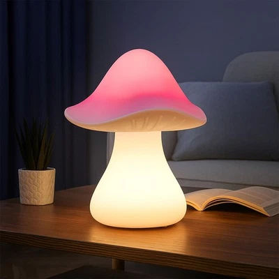 Abajur de mesa cogumelo recarregável | Regulável e operado por bateria com branco quente... - Imagem 1 de 4