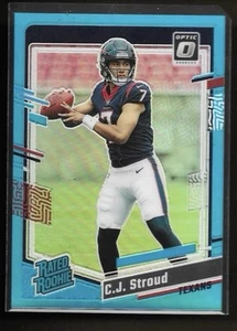 2023 Donruss Optic #244 CJ Stroud RC Rated Rookie Aqua Prizm /299 Houston Texans - Foto 1 di 2