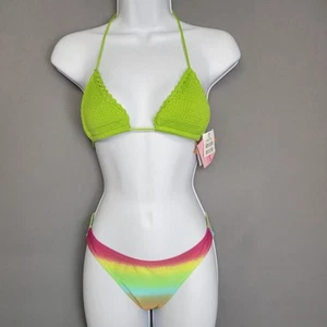 Cia Maritima Beachwear Bikini Womens Small Green Triangle Knit Top New - Picture 1 of 13