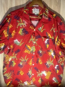 Lucky Brand Rare Tiger Print Hawaiian Shirt Men’s 2XL Classic Fit - Picture 1 of 8