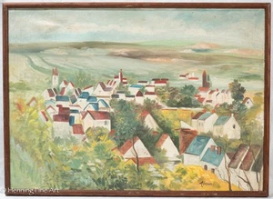 Hermosa pintura al óleo impresionista vintage de Auvers Sur Oise, Francia, firmada - Imagen 1 de 10