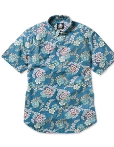 Camisa Reyn Spooner Para Hombres XXL Furoshiki Azul Floral Hawaiana Aloha Abotonada - Imagen 1 de 6