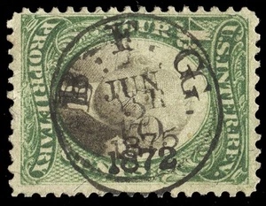 U.S. Revenue: Scott RB4a 4c Proprietary violet paper, 2 cancels with diff. dates - Picture 1 of 1