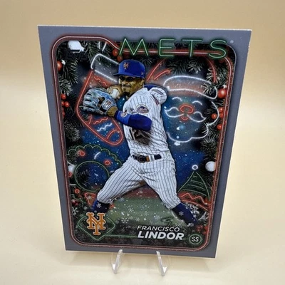 Francisco Lindor 2024 Topps Holiday Silver Glitter Parallel #H36 New York Mets - Image 1 of 2