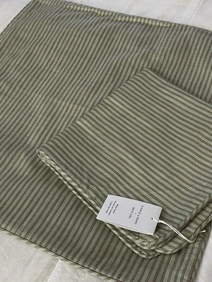 2 West Elm Pierce & Ward 24x24 Olive Mini Stripe Silk Blend Throw Pillow COVERS - Image 1 of 4