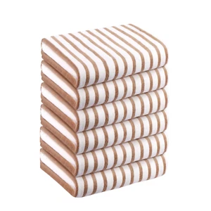 6 Pack Microfiber Bath Towels Cabana Stripe Beach Towel Set 30x60 Oversized Soft - Picture 1 of 7