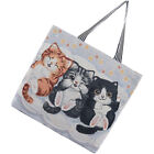  Three Cats Shoulder Bag Cotton Linen Shopping Miss for Women Crossbody