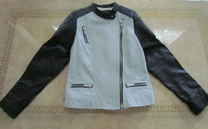 Neu MAISON SCOTCH Wolle & Lederärmel, gefütterte Jacke US 2 / XS-Small - Bild 1 von 10