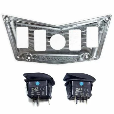 Polaris RZR Billet 4 Hole Dash Panel Plate Bezel & Switches XP900 800 570 Silver - Image 1 of 4