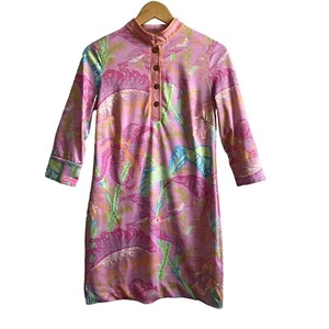 Gretchen Scott Pink Floral Dress Gold Buttons Size Shrimp XXS - Picture 1 of 7