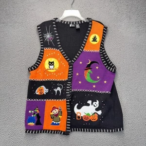 Holiday Editions Halloween Pullover Weste Damen XL Geist Kürbis Hexe Katze Boo - Bild 1 von 9