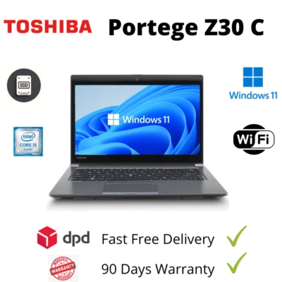 Windows 11 Laptop TOSHIBA Portege Z30-C  i5-6th Gen 8GB RAM 128GB SSD FHD WEBCAM - Image 1 of 4