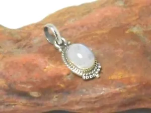 PENDENTIF ovale Pierre de Lune en argent sterling 925 avec pierres précieuses - Imagen 1 de 6