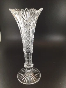 american brilliant cut glass Trumpet vase 8 Inches Tall Unmarked - Picture 1 of 17