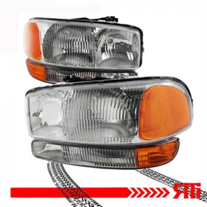 For 99-06 GMC Sierra 4X4 1500/2500/3500 HD Headlights + Bumper Light OE Style - Picture 1 of 2