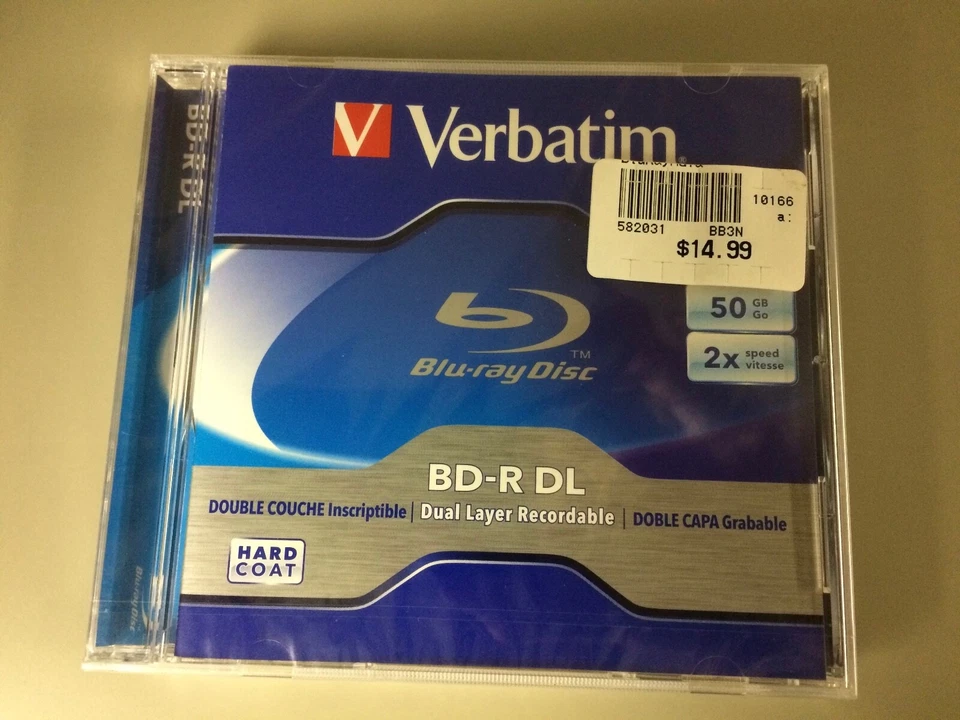 Verbatim Blu-ray Discs Dual Layer Recordable BD-R DL 50GB 2 Pack NEW - Image 1 of 1