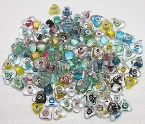 Hand Crafted Glass Beads - 6-8mm Tirange Beads - 10-12 Colors - 120 Beads/Pack - Picture 1 of 4