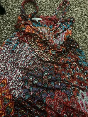 Moa Moa USA Geometric Print Oversized Roll Cuff Buttons Top (M) - Imagem 1 de 3