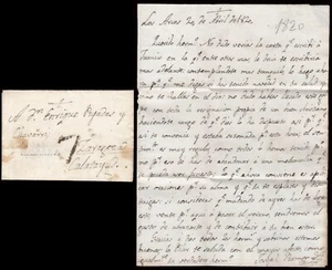 Navarra - Prefilatelia - Los Arcos PE 5 - 1820 - Carta a Calatayud + porteo "7" - Imagen 1 de 1