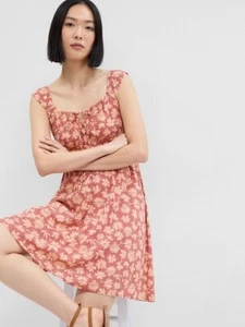 Gap Tie Neck Smocked Mini Sundress Lined Floral Print Boho Casual Size XXL - Picture 1 of 13